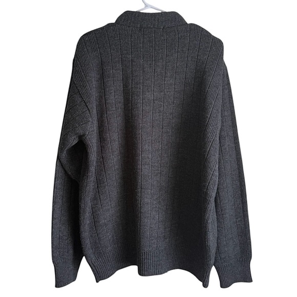 Northern Isles Full Gray Ribbed Full Zip Knit Cardigan Sweater Size Large - Picture 8 of 12